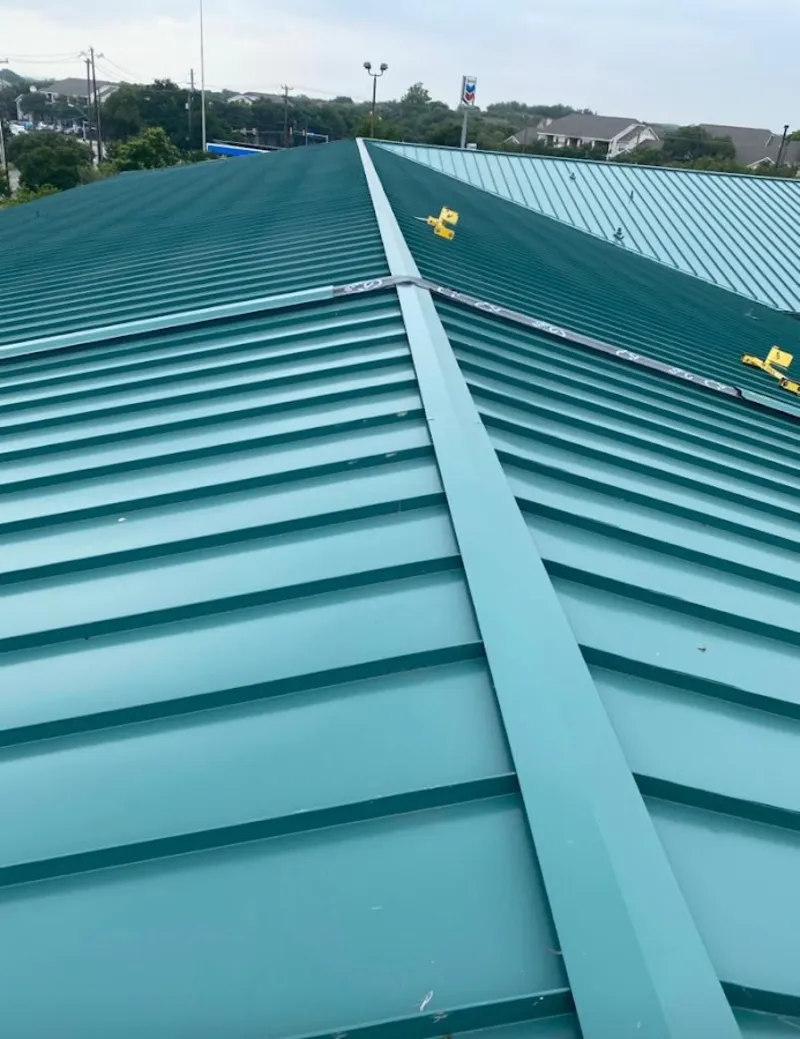 Green commercial metal roof ridge and valley for Metal Roof Repair in Marion Oaks